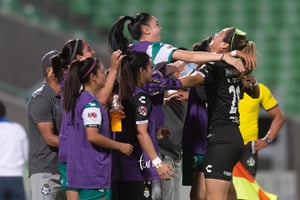 Celebración de gol de Yahaira Flores 8, Wendy Toledo, Ana Gu | Santos vs Cruz Azul jornada 10 apertura 2019 Liga MX femenil