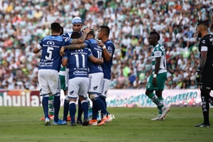 festejo de gol Puebla, Gustavo Alustiza | Santos vs Puebla jornada 4 apertura 2019 Liga MX