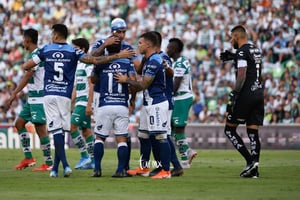 festejo de gol Puebla, Gustavo Alustiza | Santos vs Puebla jornada 4 apertura 2019 Liga MX