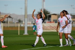 festejo de gol de Cinthya Peraza, Cinthya Peraza, Alexia Vil | Santos vs Pumas J13 A2021 Liga MX femenil