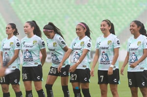 Mayalu Rausch, Maria Gordillo, Sandra Camacho, Brenda Díaz, | Santos Laguna vs León femenil J5