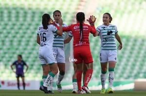 festeja gol, Hannia De Avila, Karyme Martínez, Marcela Valer | Santos vs Mazatlán J17 C2022 Liga MX femenil