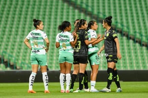 Katia Estrada, Frida Cussin, Blanca Solís, Juelle Love | Santos Laguna vs Bravas FC Juárez
