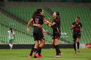 Festejo de gol, Sanjuana Muñoz, Ammanda Marroquin | Santos vs Tijuana femenil