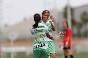 festejan gol, Maika Albéniz | Santos vs Tijuana femenil J15 sub 19