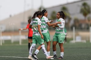 festejan gol, Ailin Serna, Paulina Peña | Santos vs Tijuana femenil J15 sub 19