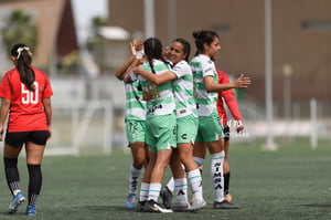 festejan gol, Hiromi Alaniz | Santos vs Tijuana femenil J15 sub 19