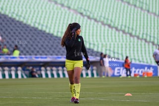 Luisa De Alba, Delantera SAN #19, Karol Contreras, Portera SAN #12, Santos vs Monterrey
