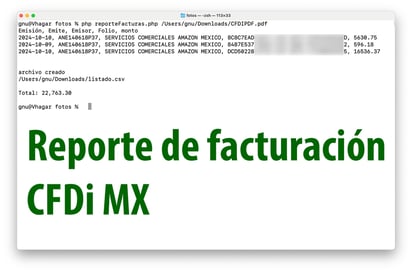 Reporte simple de facturación desde archivos XML (CFDi México)