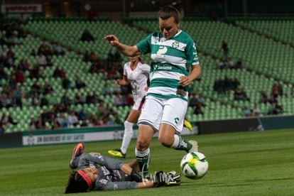 Sandra Lozano (portera), Isela Ojeda | Santos vs León J6 C2019 Liga MX Femenil