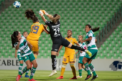 portera, Karla Martínez, Wendy Toledo, Arlett Tovar, Belén C | Santos vs Tigres jornada 3 apertura 2019 Liga MX femenil