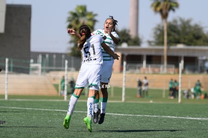 Festejo de gol de Britany Hernandez, Britany Hernández, Paul | Santos vs Necaxa J8 A2021 Liga MX