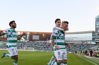 Festejo de gol Brian Lozano, Brian Lozano, Ulíses Rivas | Santos vs Pachuca J12 C2022 Liga MX