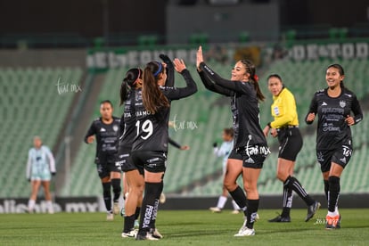 festejo de gol, Allison Veloz, Mariana Ramos | Santos vs Necaxa femenil