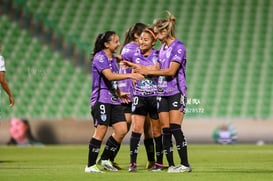 festejo de gol Pachuca, Karen Díaz, Ixchebel Romero, Verónic @tar.mx