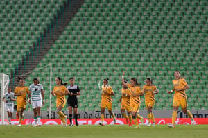 festejan gol de tigres