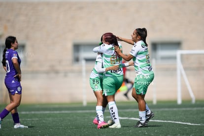 festejo de gol, Paulina Peña, Britany Hernández, Aylin Salai | Santos vs Rayadas del Monterrey sub 19