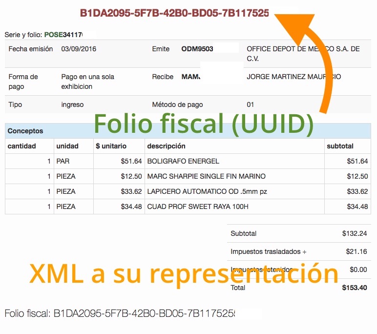 Obtener el UUID (folio fiscal) de una factura electrónica XML