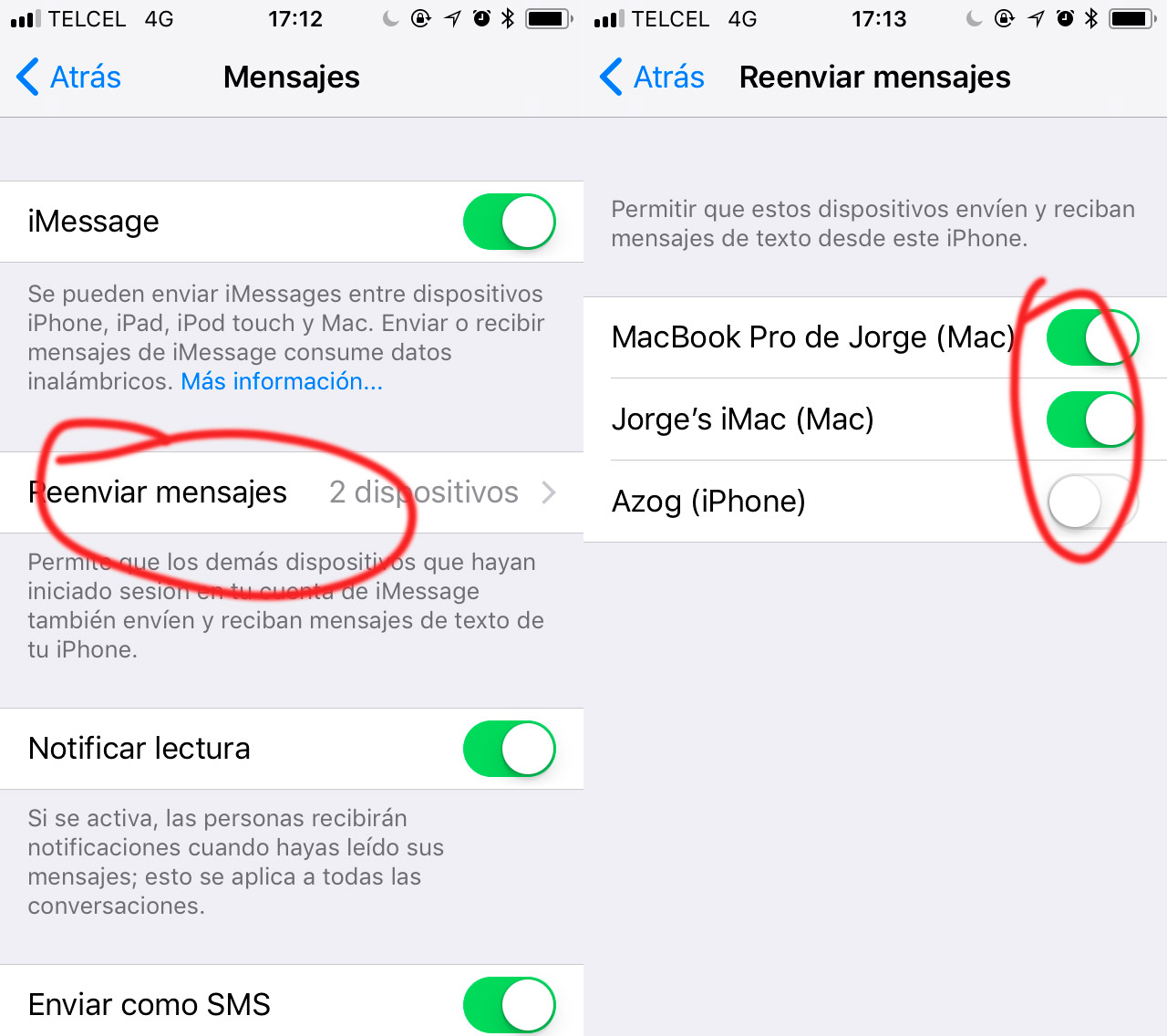 Enviar y recibir SMS desde macOS / iPhone