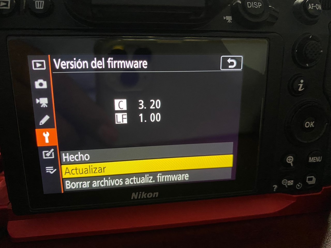 Actualización de firmware en la Nikon Z6 para notas de voz